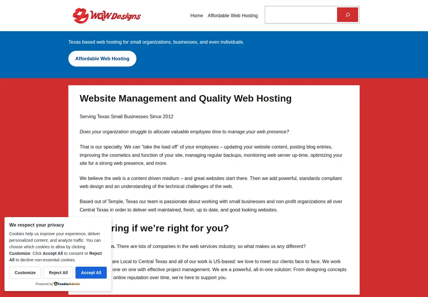 Screenshot of wgwdesigns.com