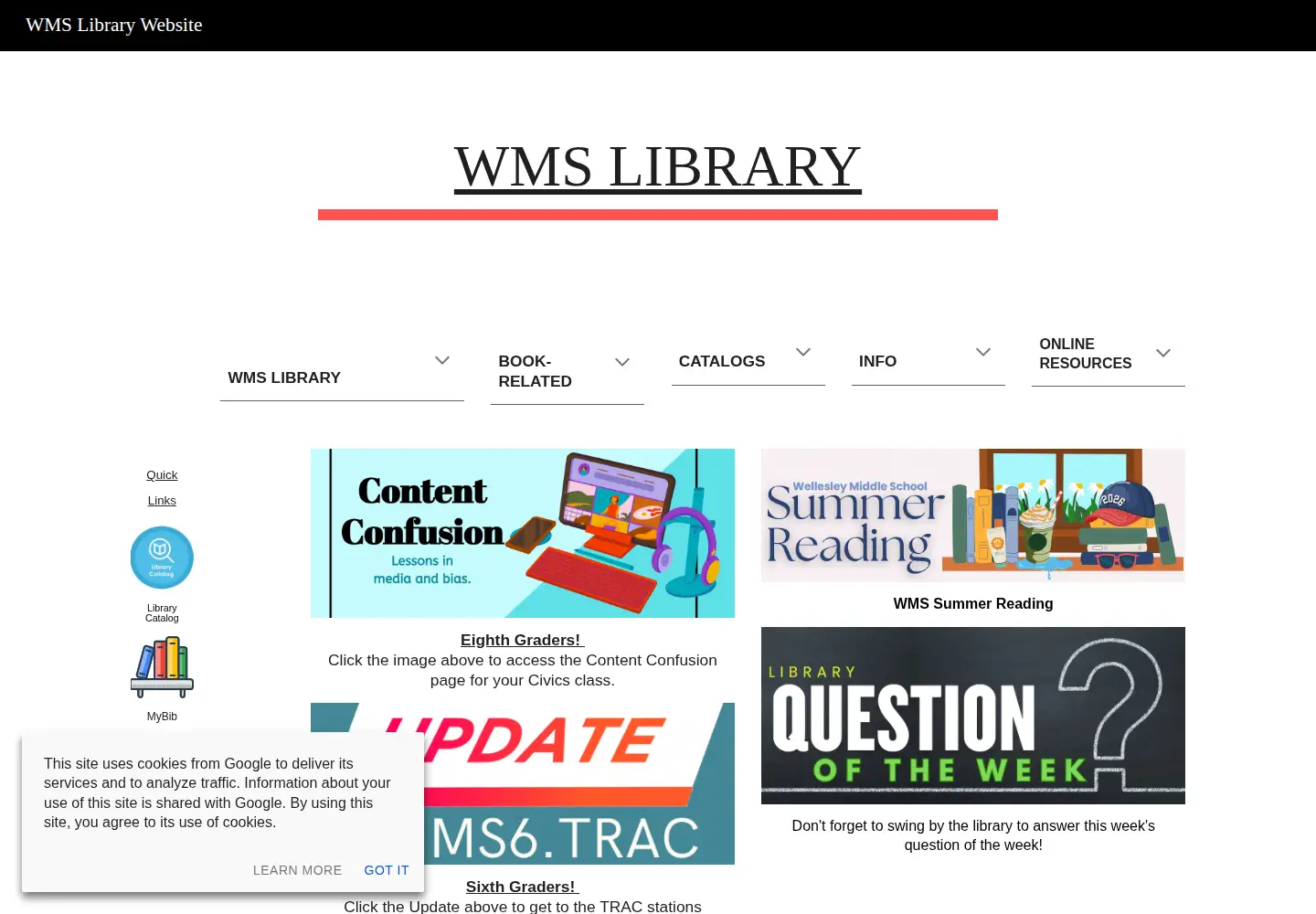 Captured homepage of wmslibrary.com in the current scan