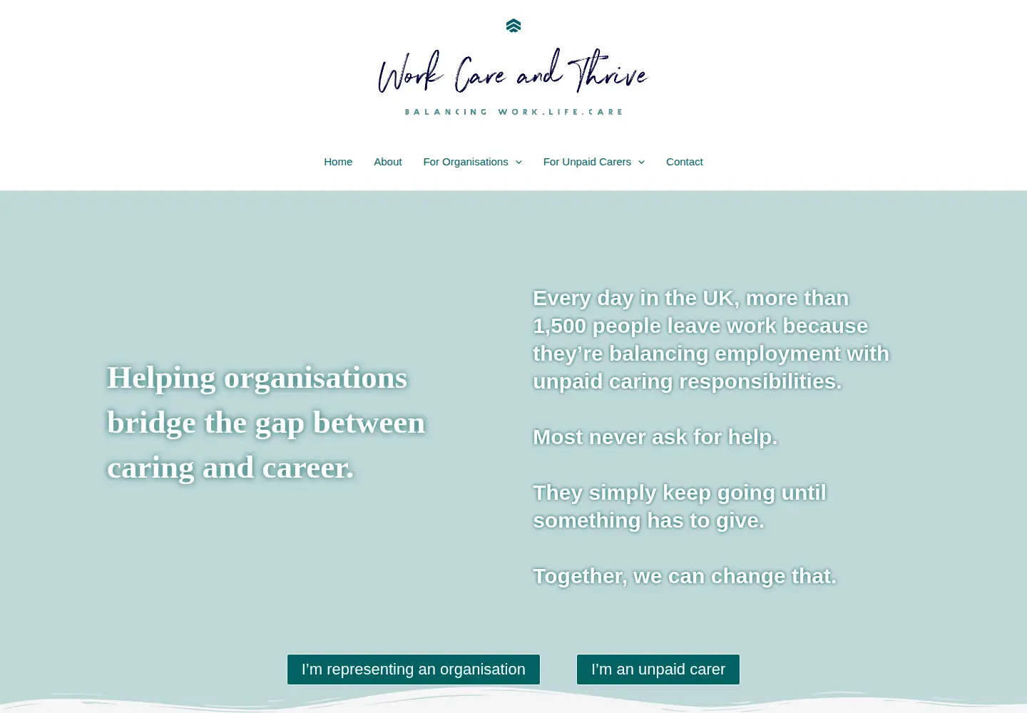 Captured homepage of workcareandthrive.com in the current scan