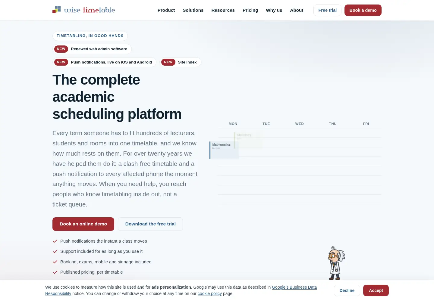 Screenshot of wtimetable.com