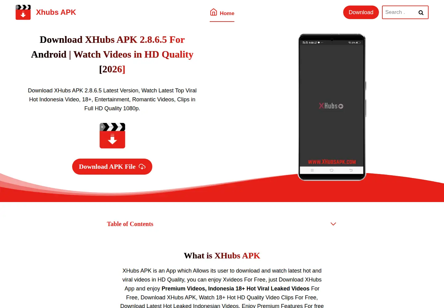 Screenshot of xhubsapk.com