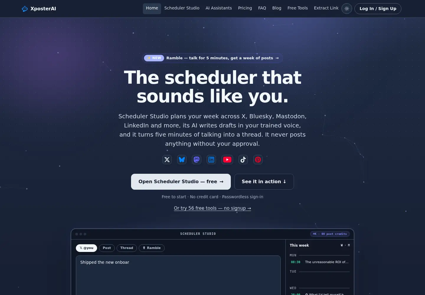 Captured homepage of xposterai.com in the current scan