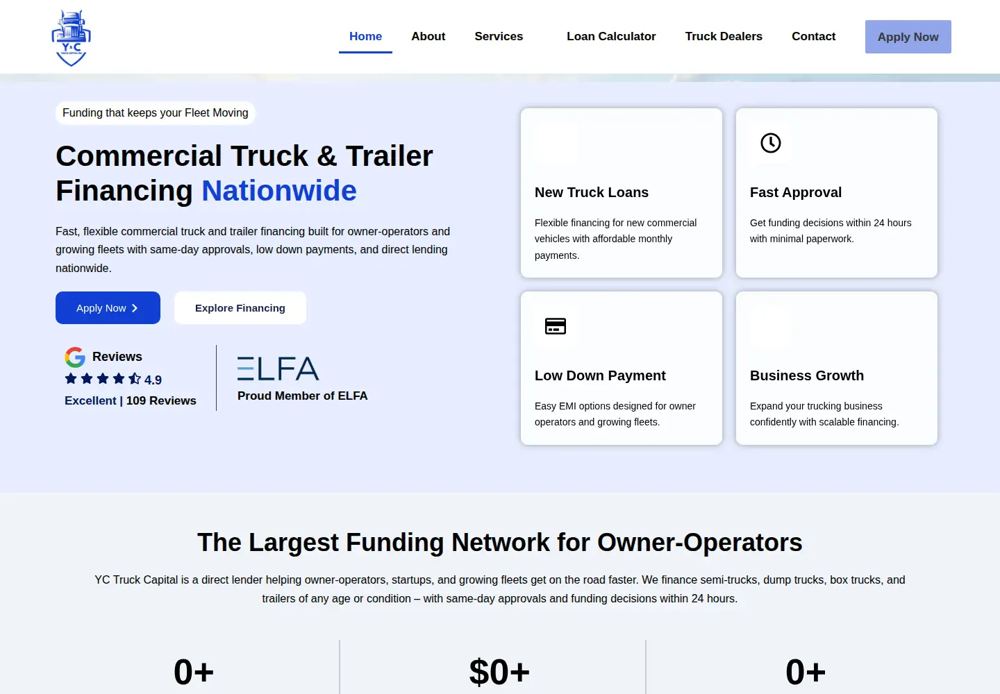 Screenshot of yctruckcapital.com