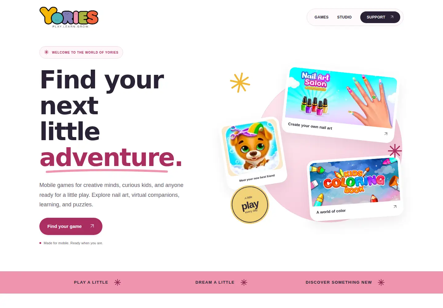 Captured homepage of yoriesgames.com in the current scan
