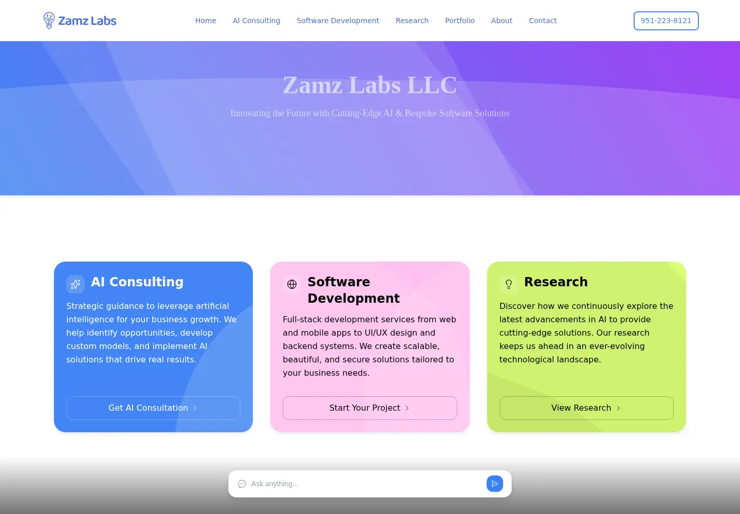 Screenshot of zamzlabs.com