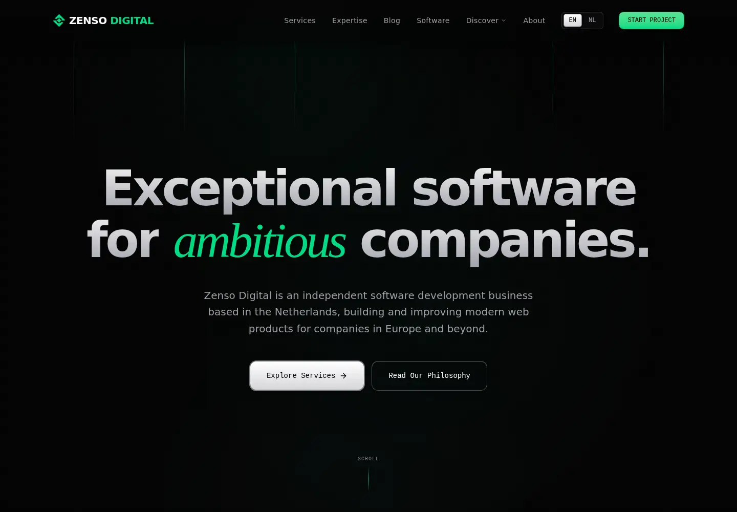 Captured homepage of zensodigital.com in the current scan