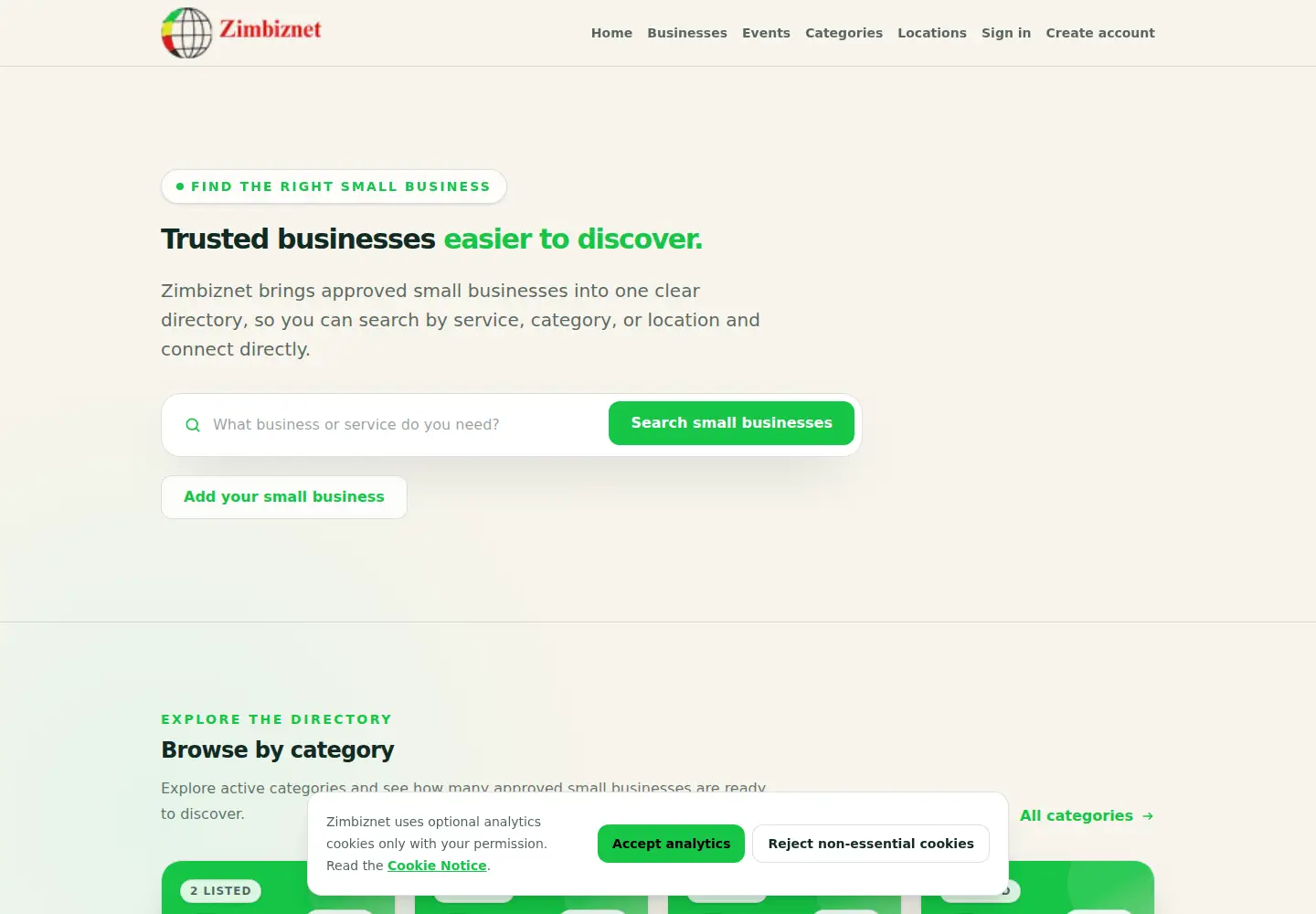 Captured homepage of zimbiznet.com in the current scan