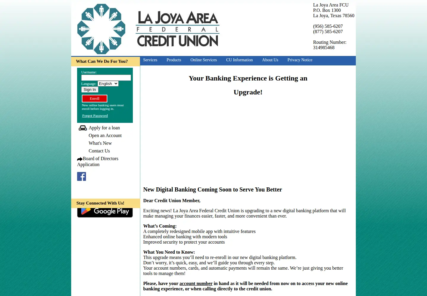 Screenshot of lajoyacreditunion.coop