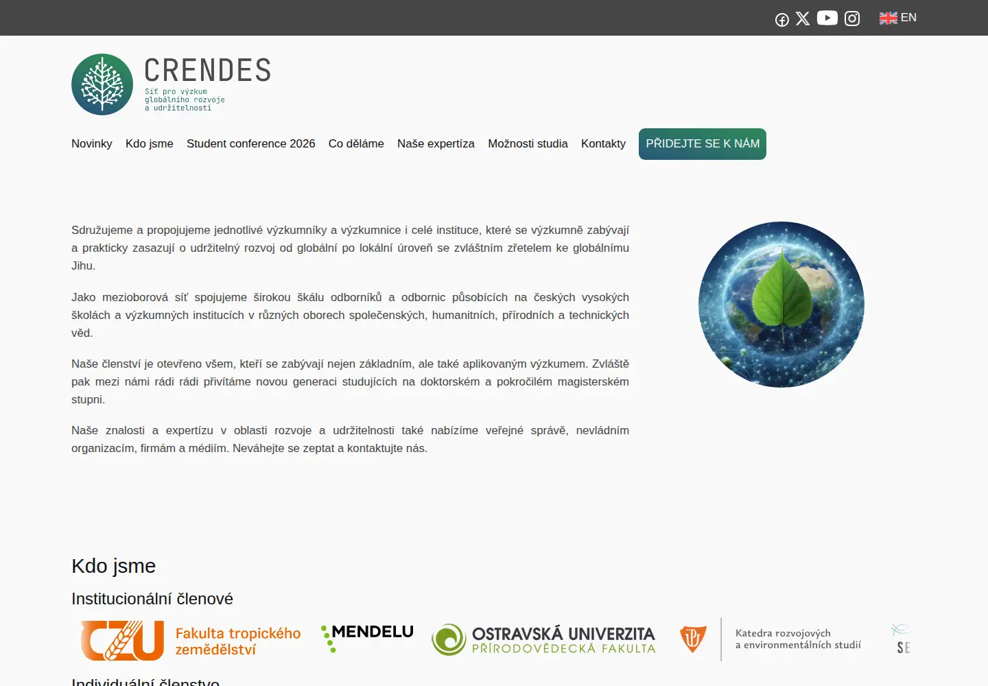 Captured homepage of crendes.cz in the current scan