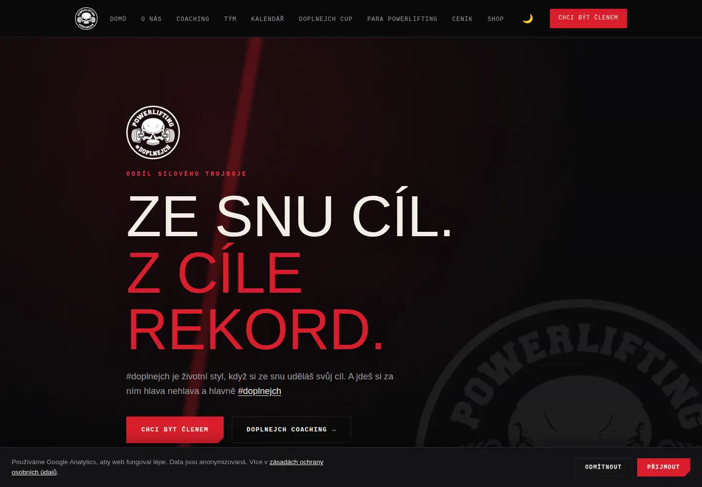 Captured homepage of doplnejchpowerlifting.cz in the current scan