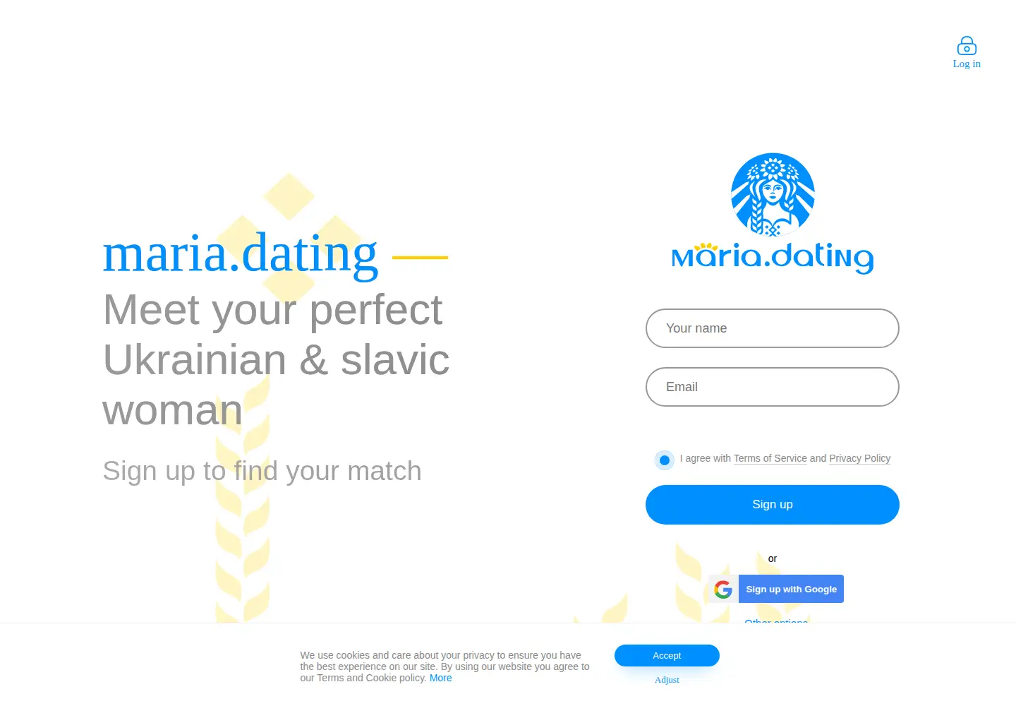 Captured homepage of maria.dating in the current scan