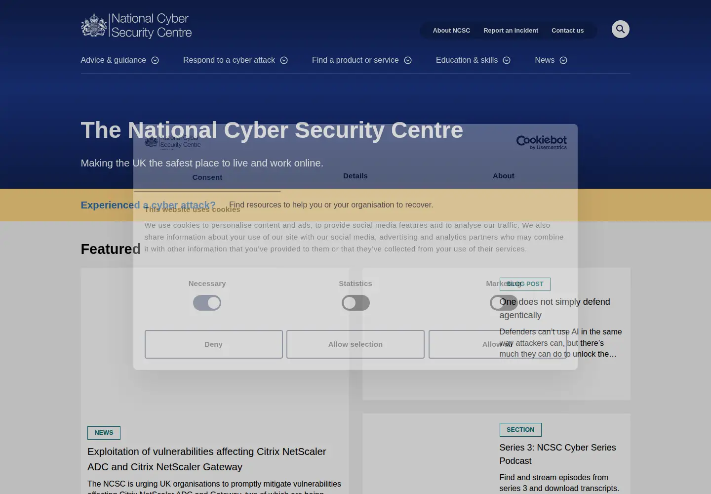 Screenshot of ncsc.gov.uk