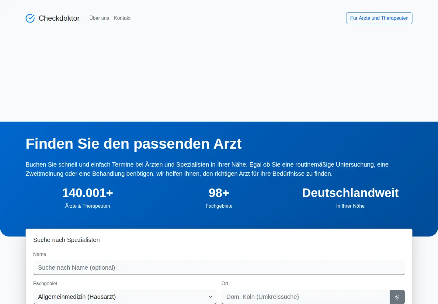 Captured homepage of checkdoktor.de in the current scan