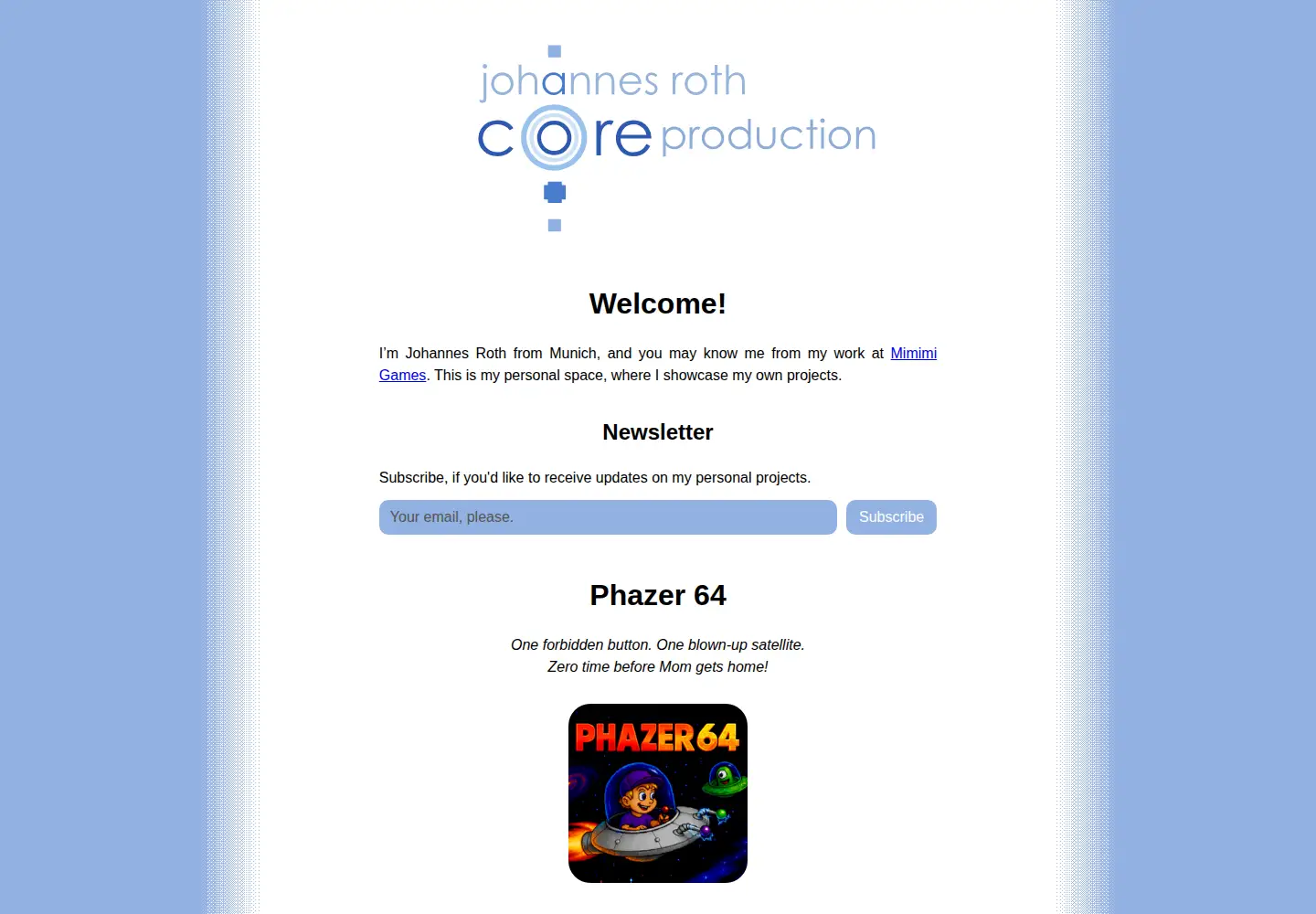 Captured homepage of coreproduction.de in the current scan