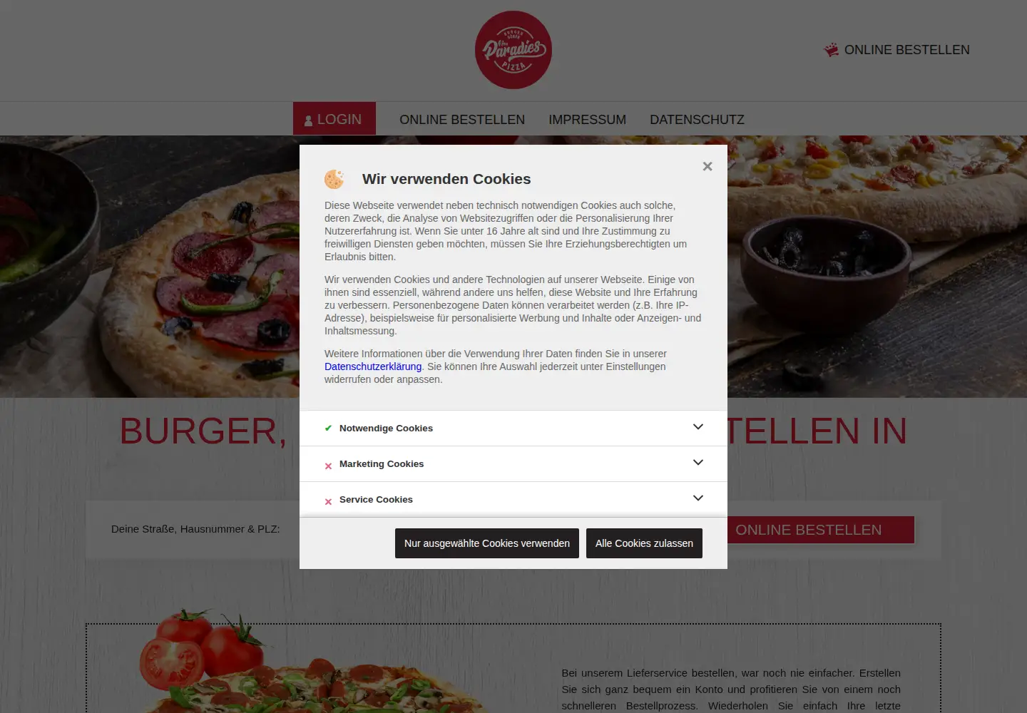 Screenshot of dresden-paradies-pizza.de