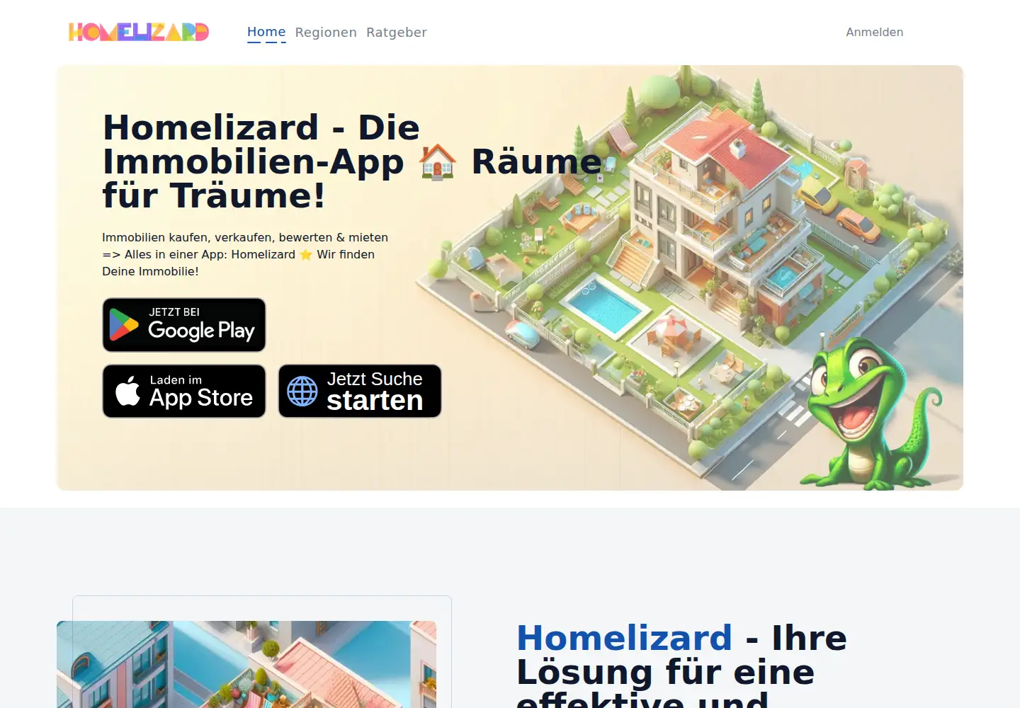 Captured homepage of homelizard.de in the current scan
