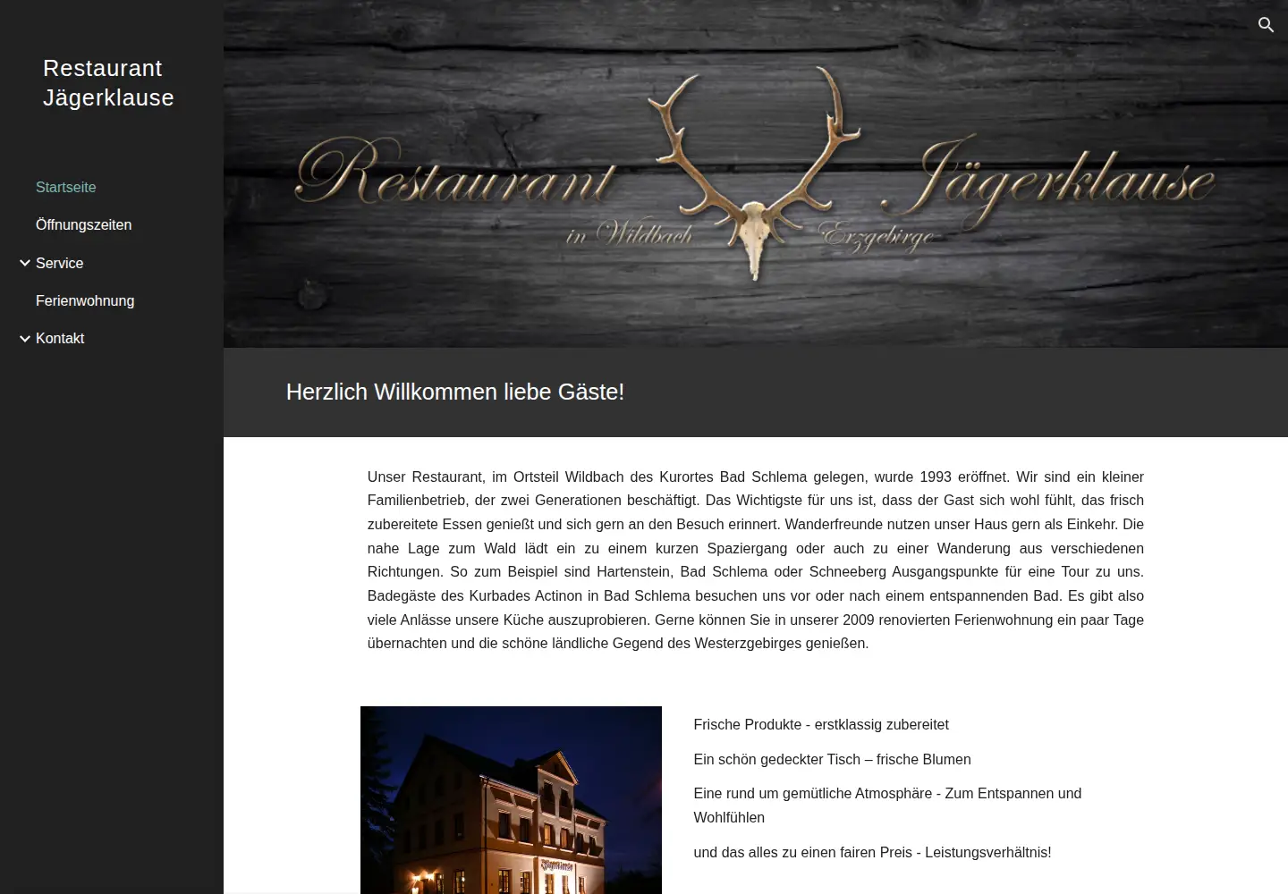 Captured homepage of jaegerklause-wildbach.de in the current scan
