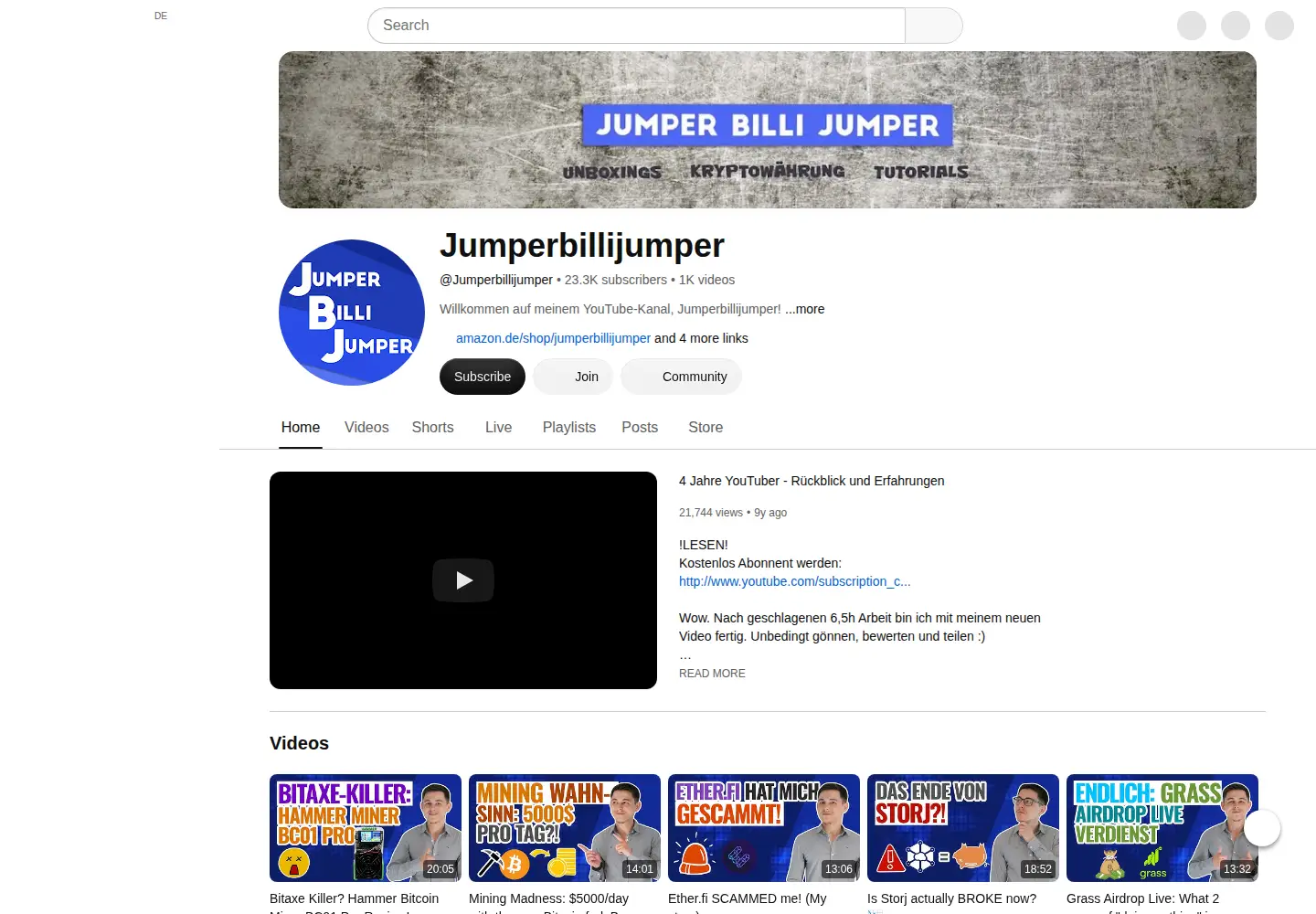Captured homepage of jumperbillijumper.de in the current scan