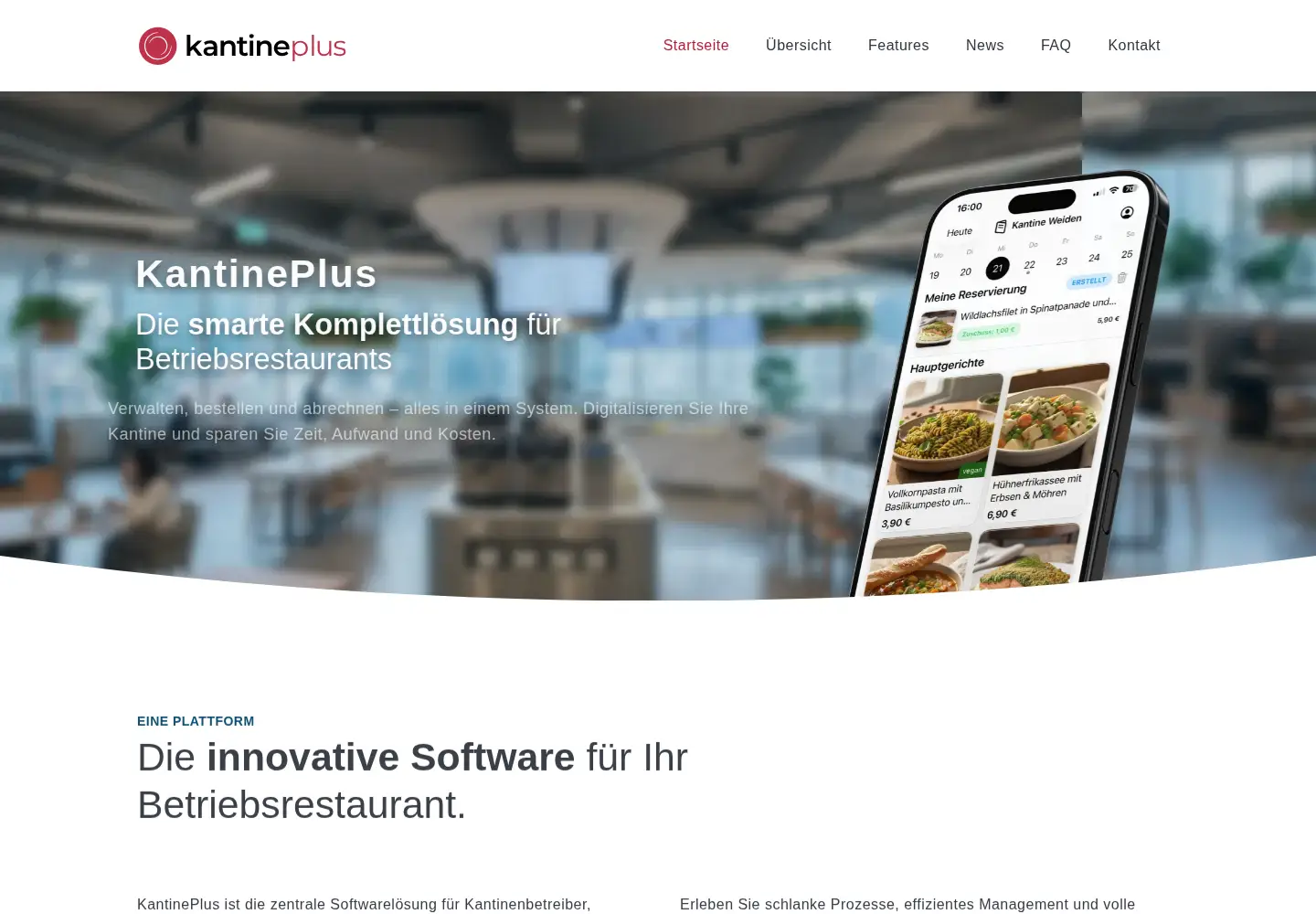 Captured homepage of kantineplus.de in the current scan