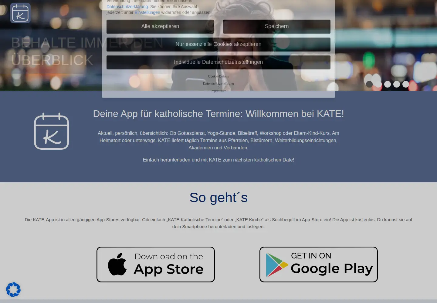 Captured homepage of katholische-termine.de in the current scan