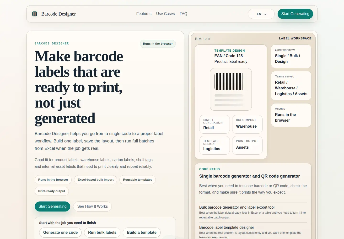 Screenshot of barcodes.design