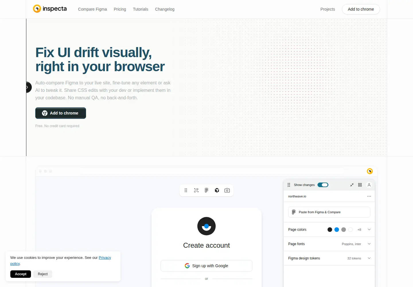 Captured homepage of inspecta.design in the current scan