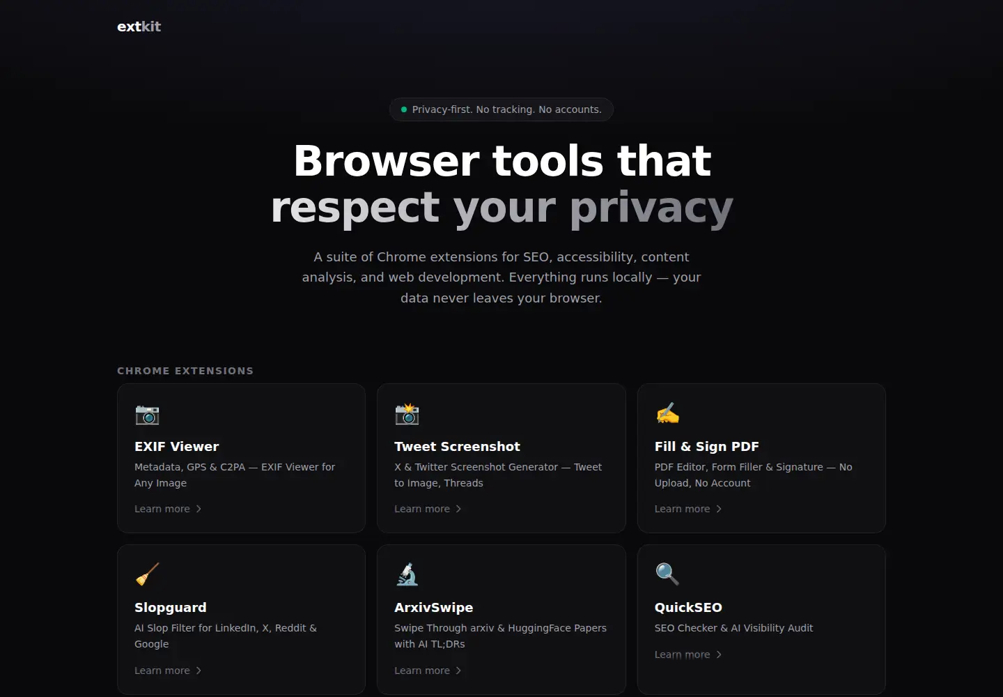 Screenshot of extkit.dev