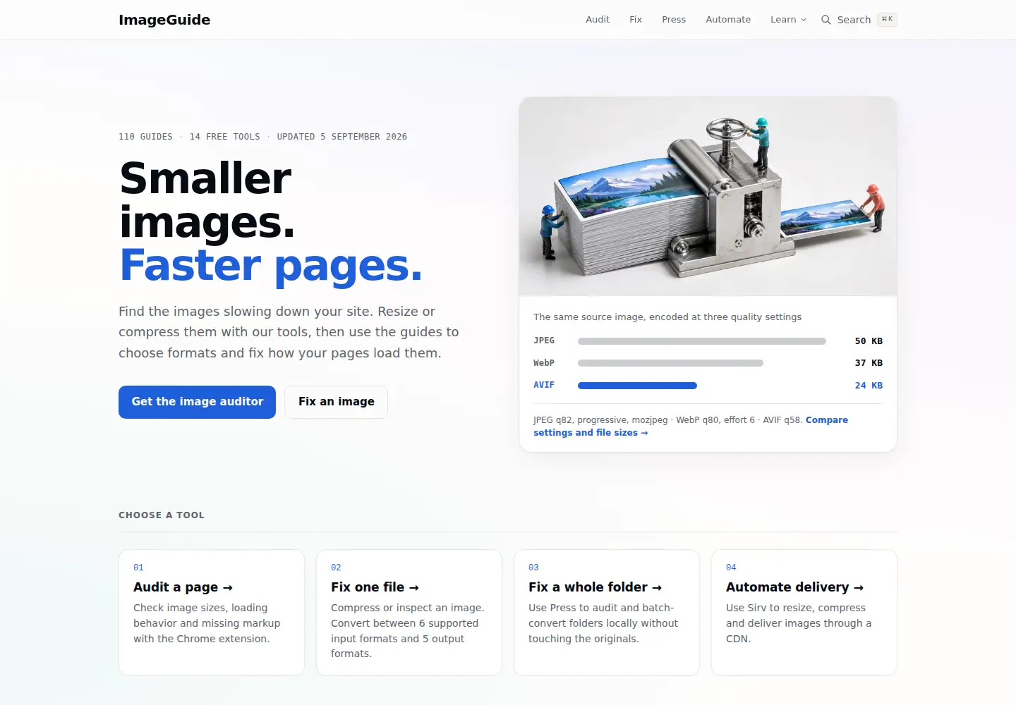 Captured homepage of imageguide.dev in the current scan