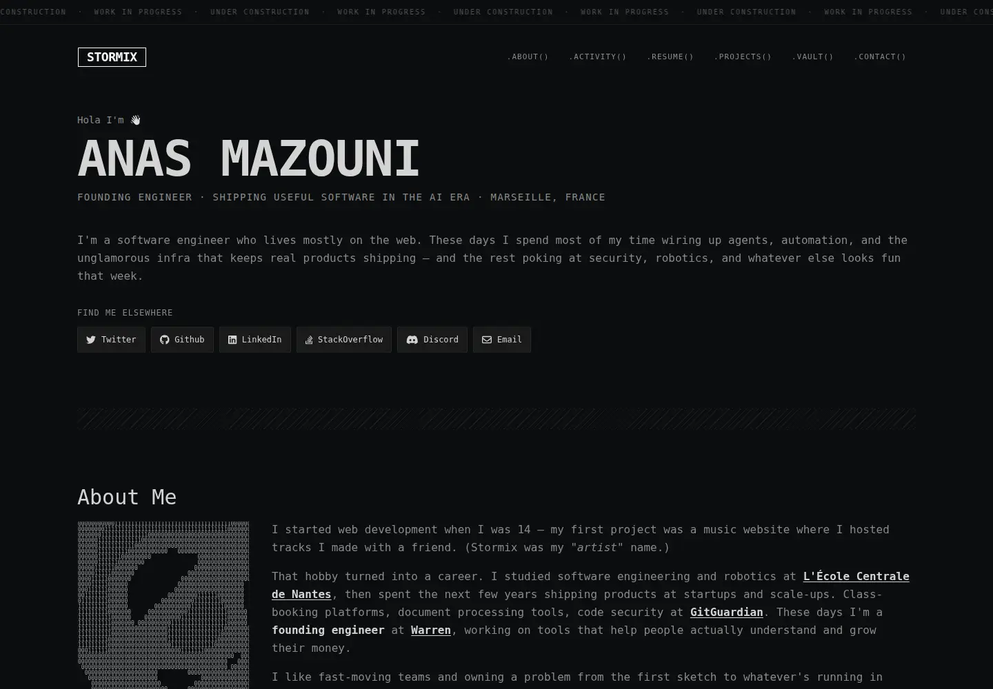 Captured homepage of stormix.dev in the current scan