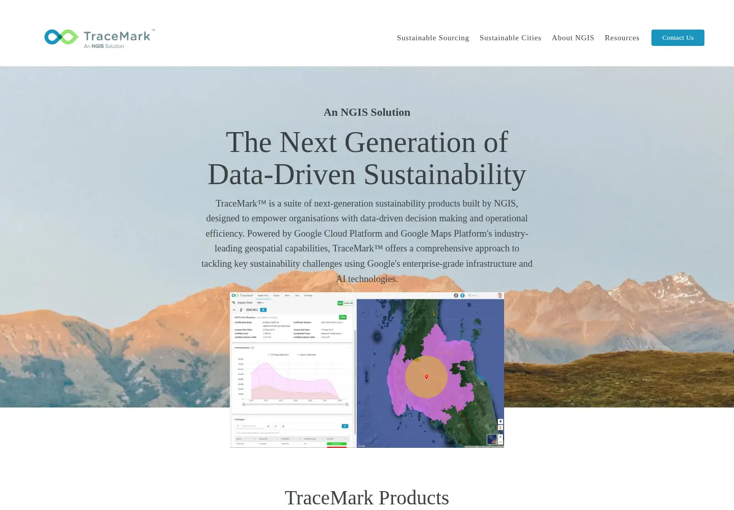 Screenshot of tracemark.earth