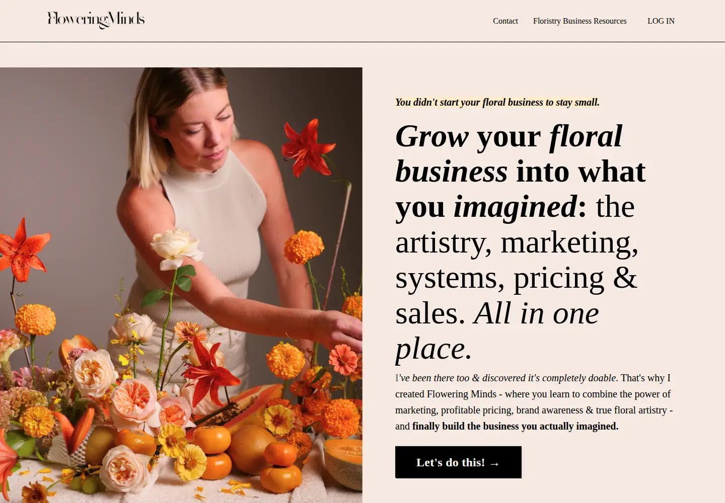Captured homepage of floweringminds.education in the current scan
