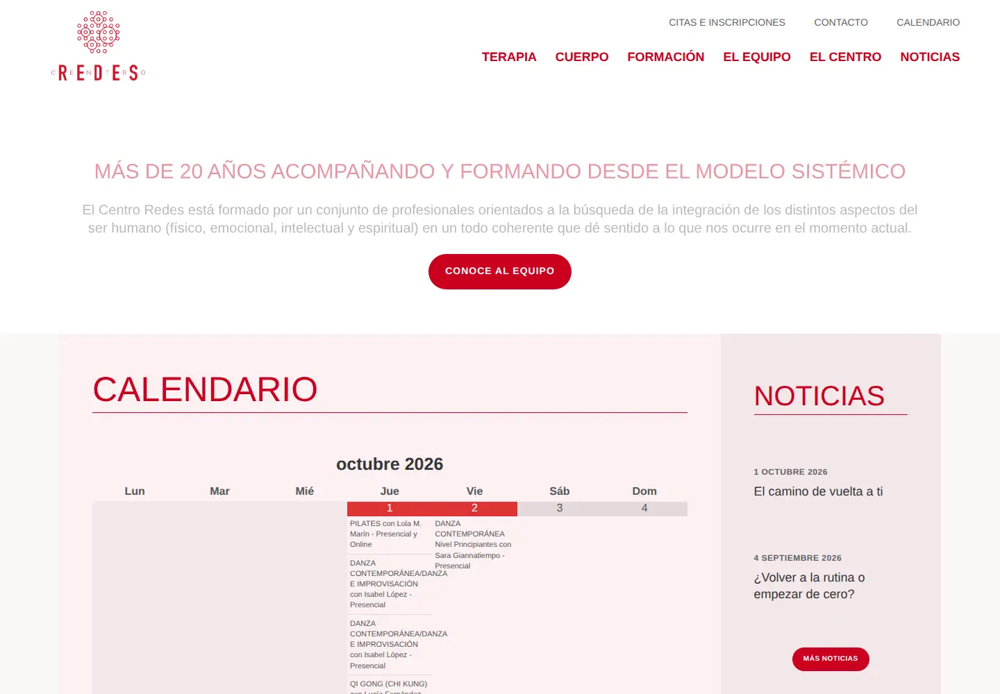 Captured homepage of centroredes.es in the current scan
