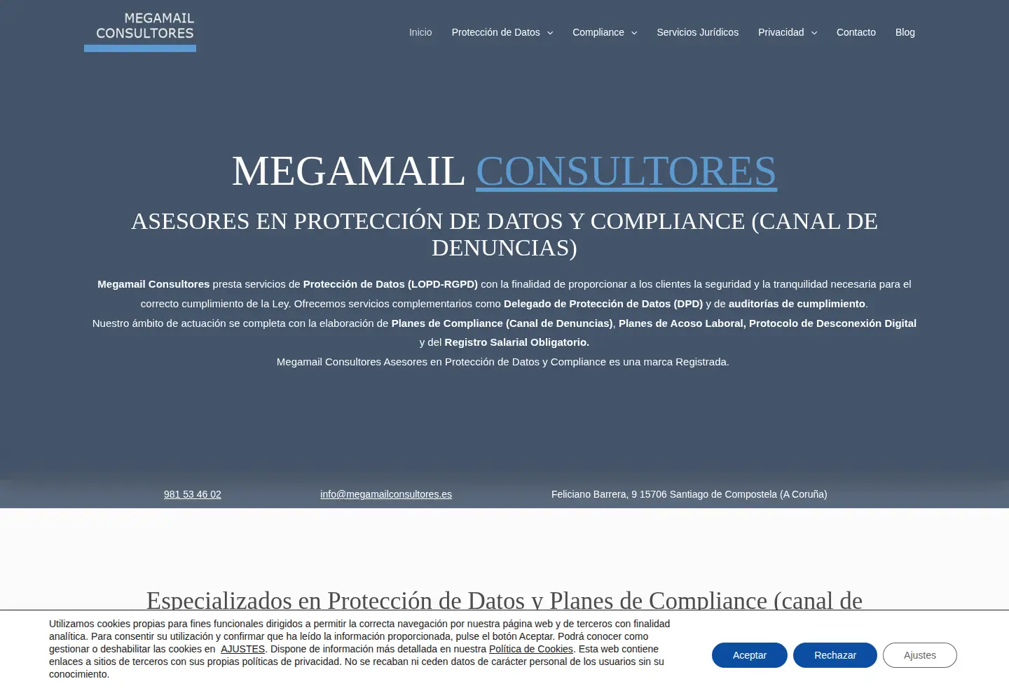 Screenshot of protecciondedatosycompliance.es