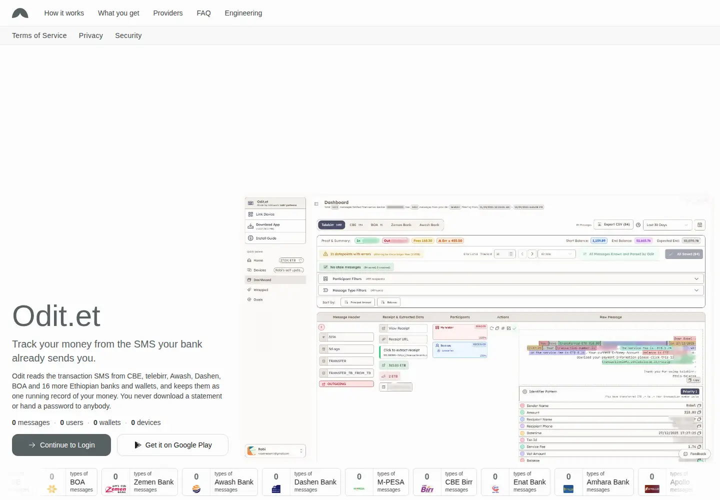 Captured homepage of odit.et in the current scan