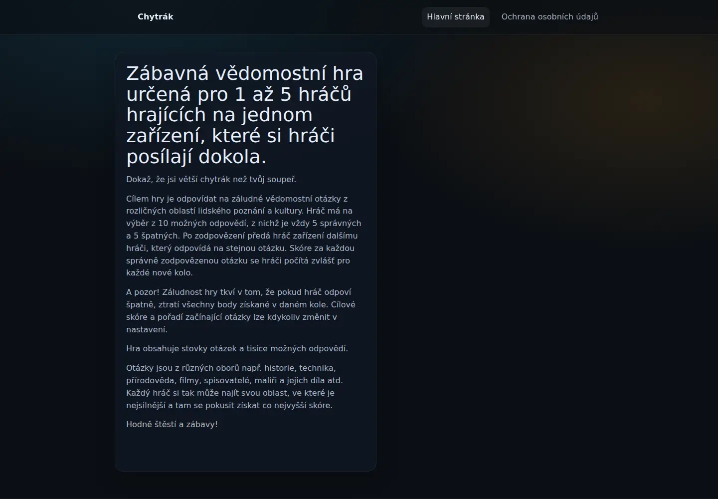 Screenshot of chytrak.eu