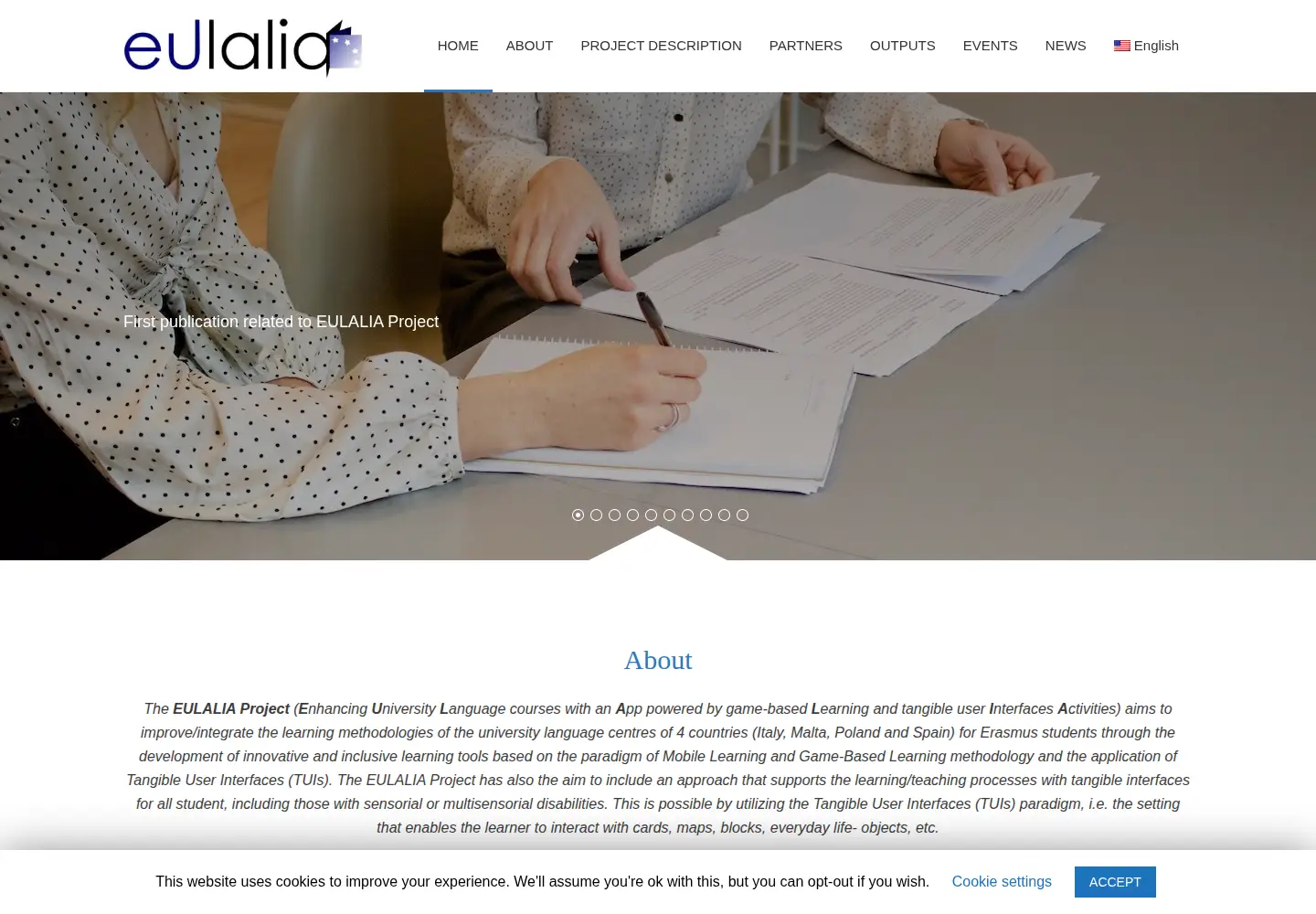 Captured homepage of eulaliaproject.eu in the current scan