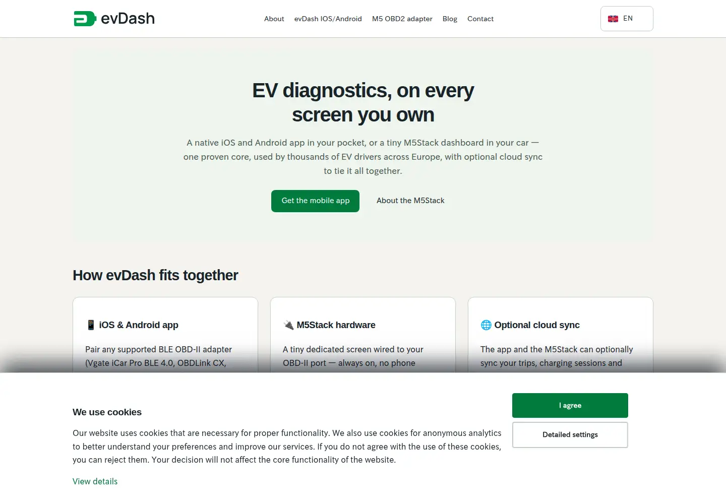 Captured homepage of evdash.eu in the current scan