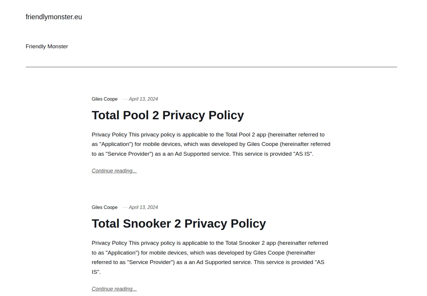 Screenshot of friendlymonster.eu