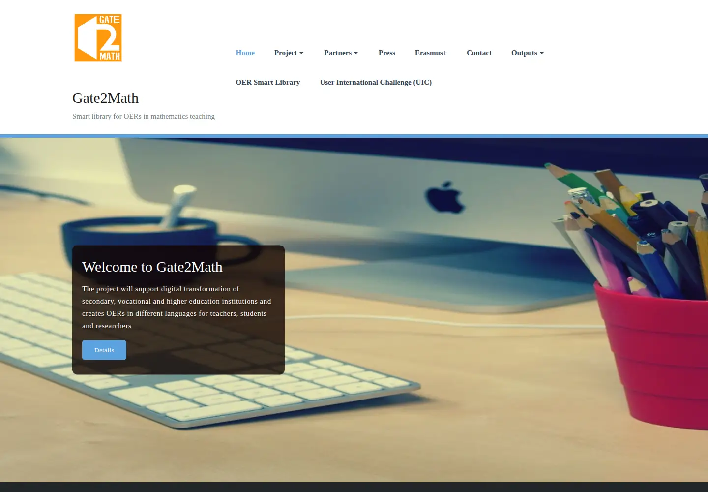 Captured homepage of gate2math.eu in the current scan