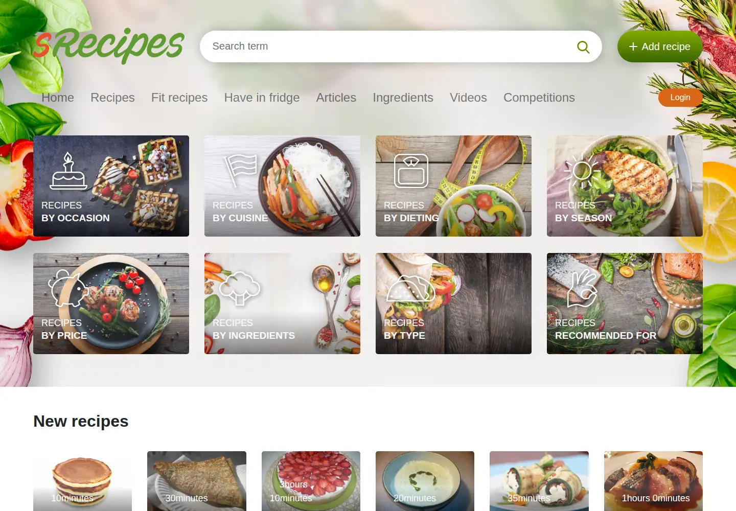 Screenshot of srecipes.eu