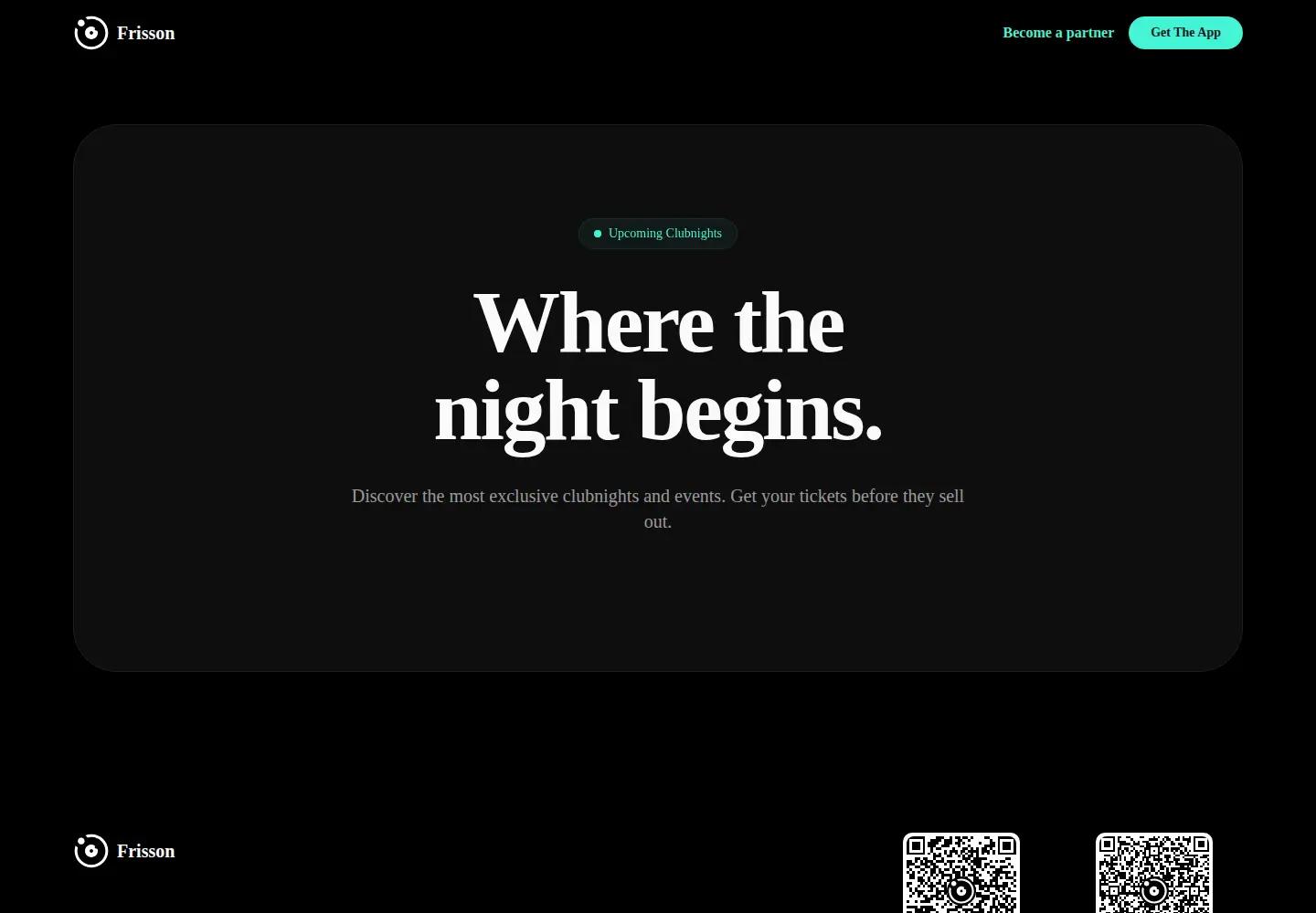 Captured homepage of frisson.events in the current scan