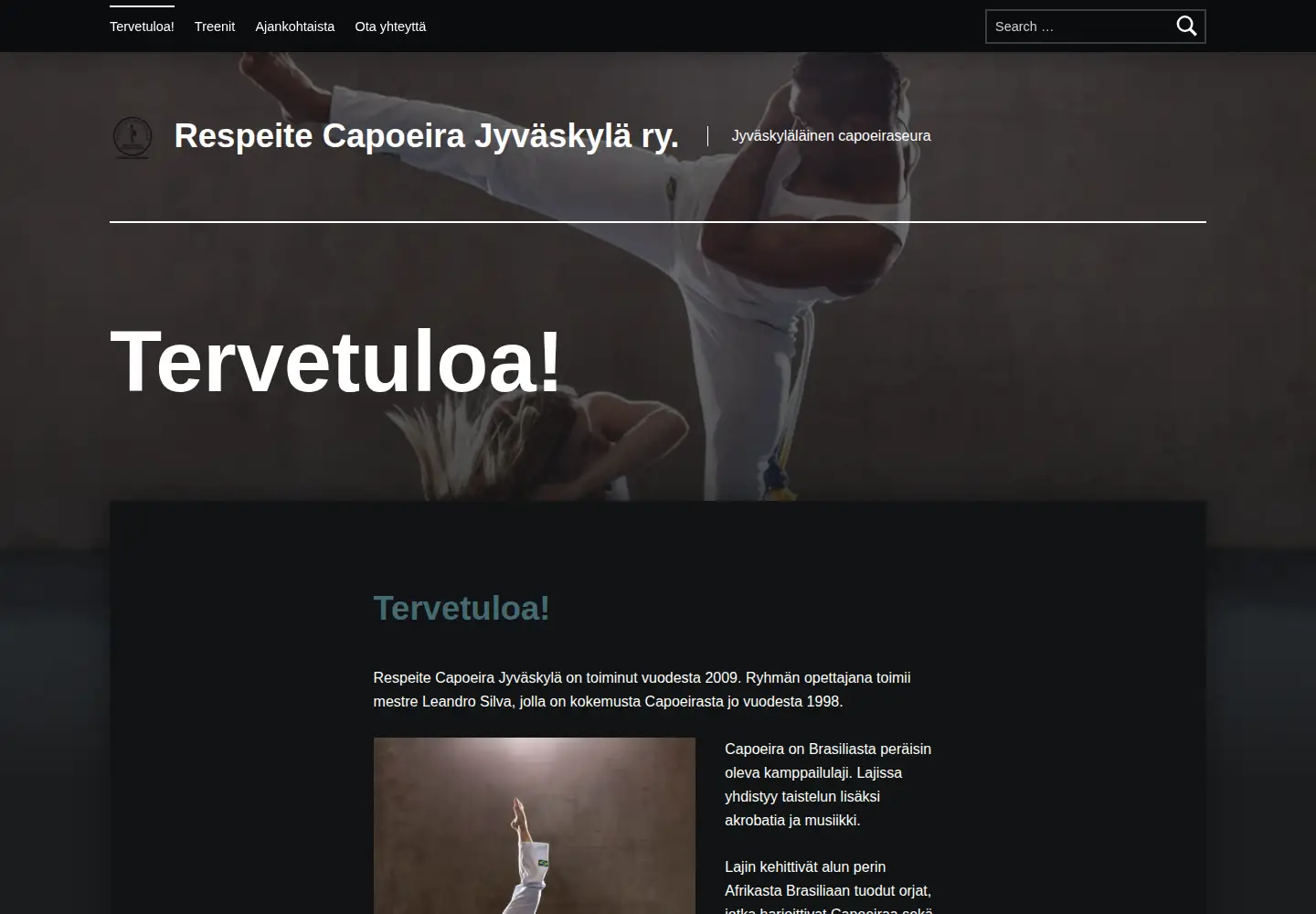 Captured homepage of capoeirajyvaskyla.fi in the current scan