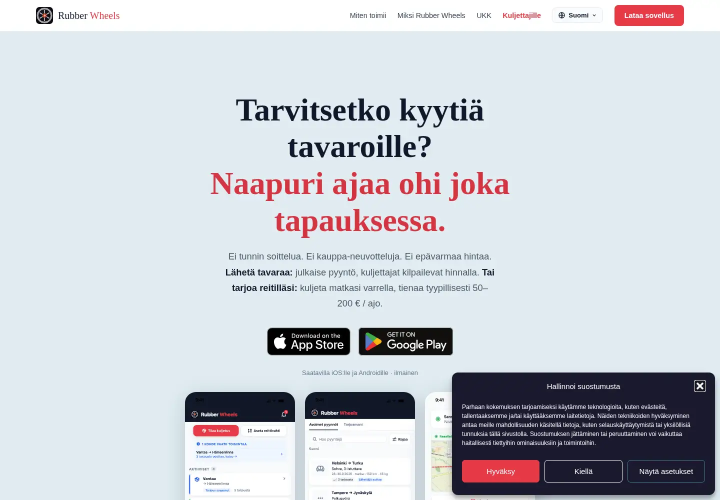 Captured homepage of kumipyorat.fi in the current scan