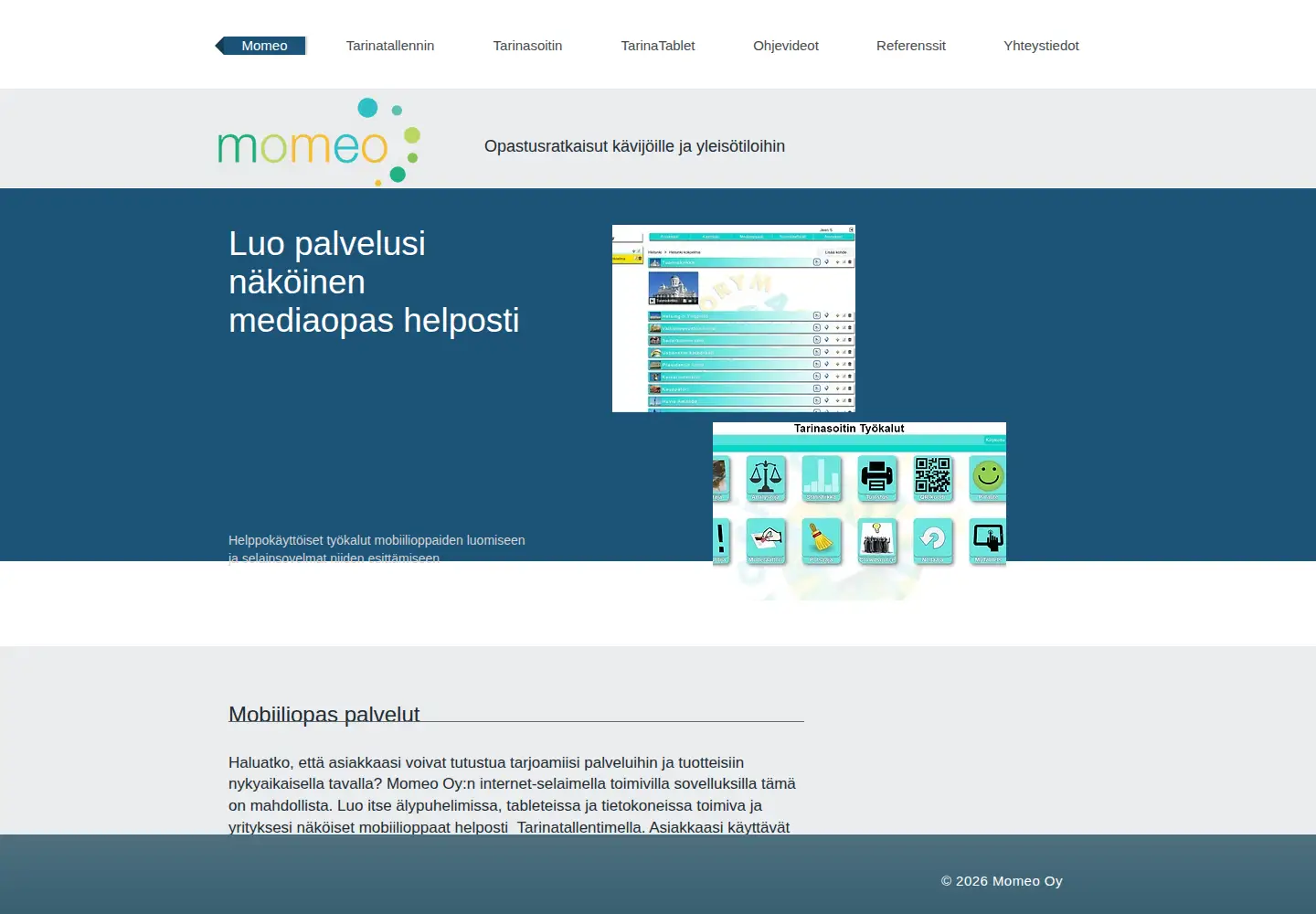 Captured homepage of momeo.fi in the current scan