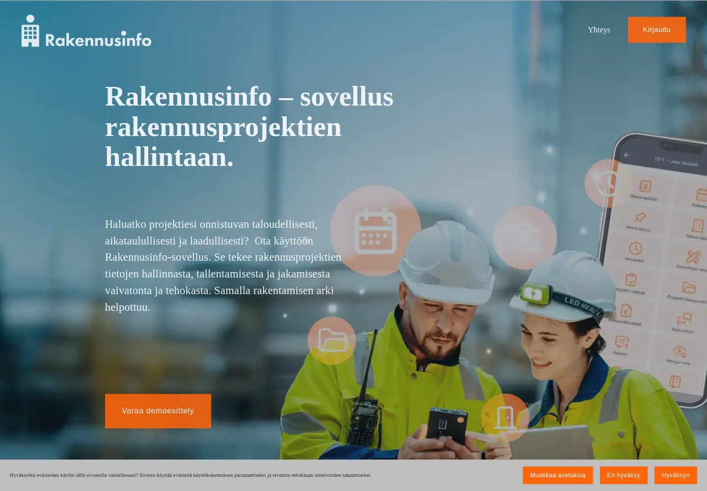 Captured homepage of rakennusinfo.fi in the current scan