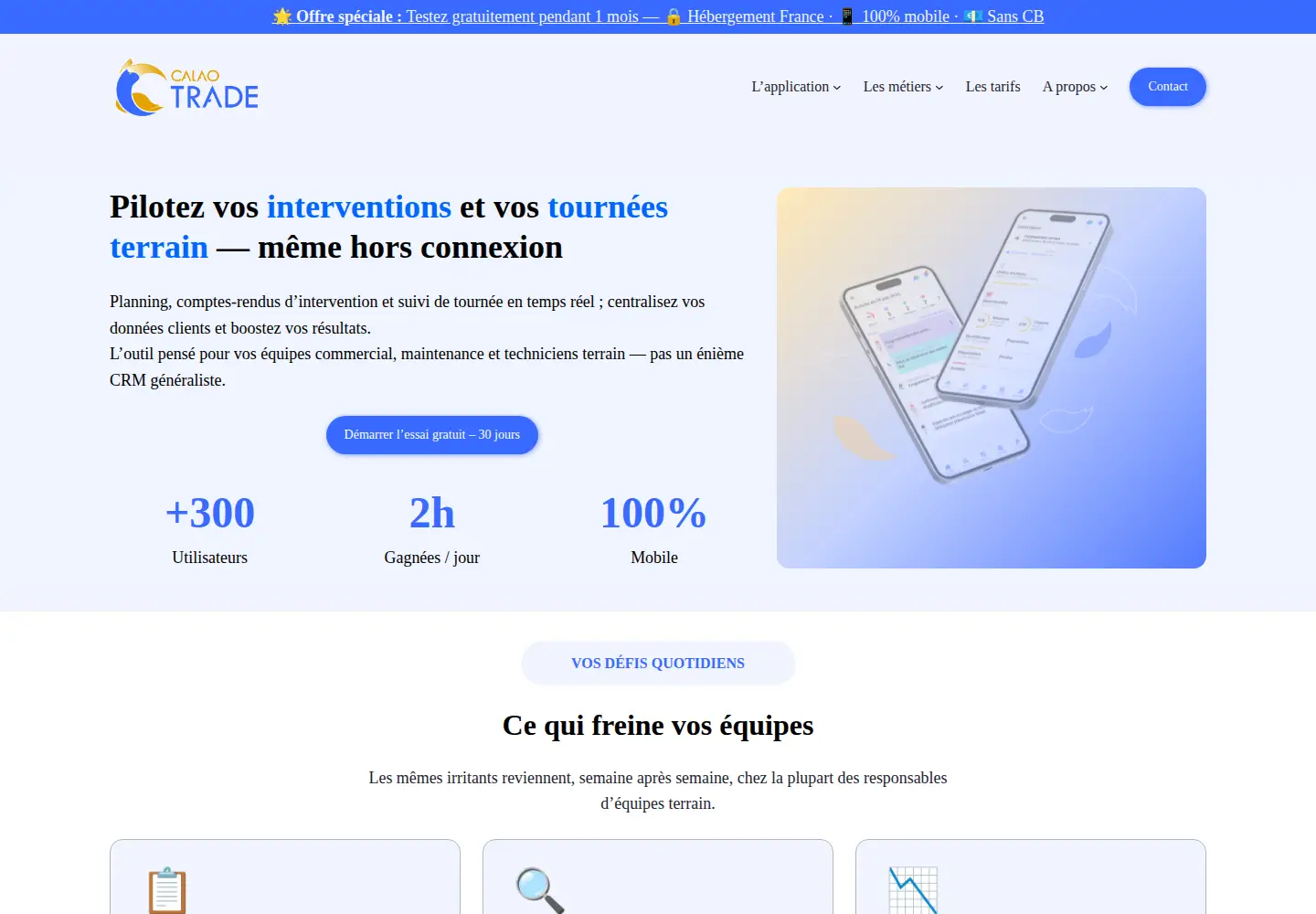 Captured homepage of calaotrade.fr in the current scan