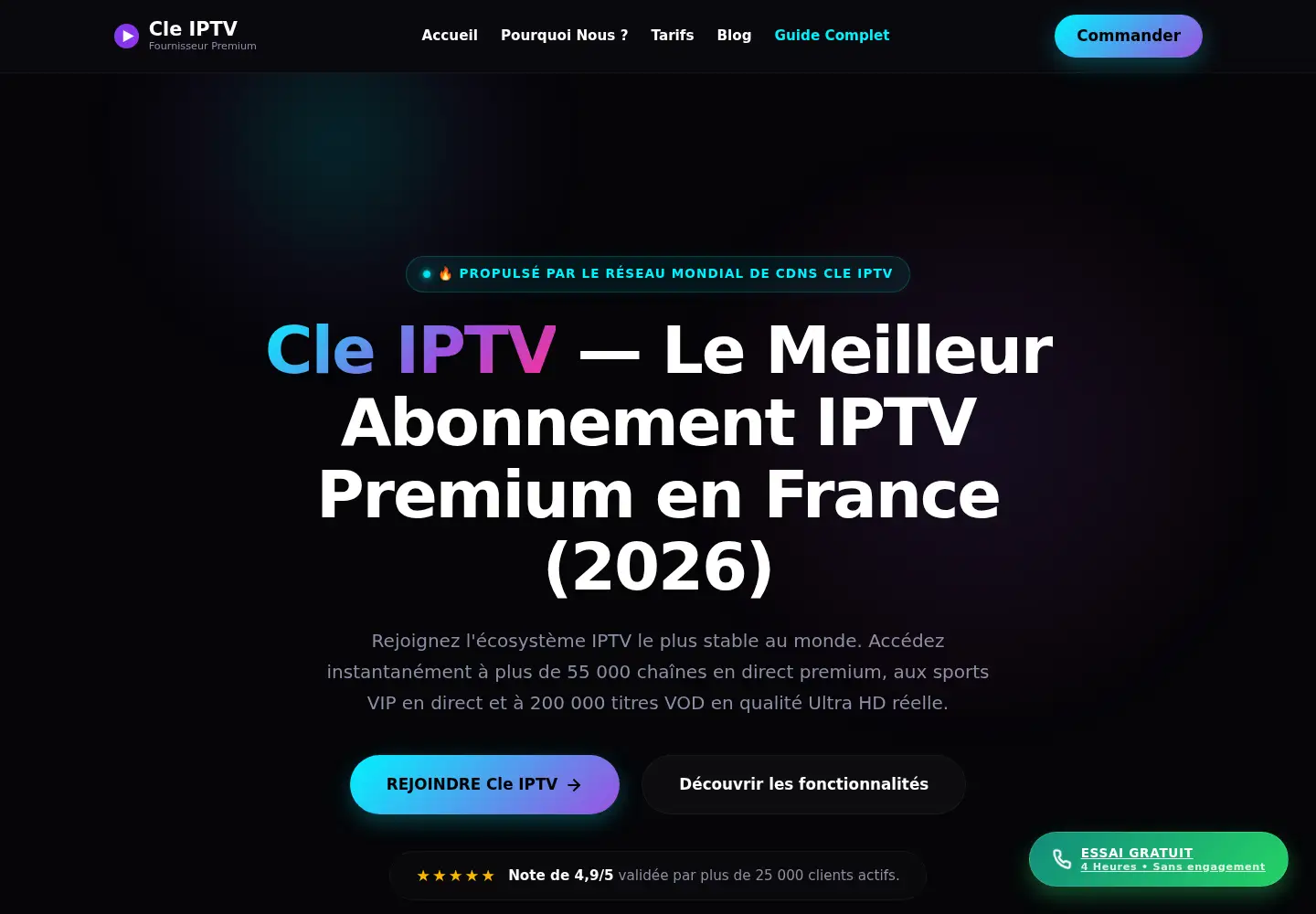 Captured homepage of cle-iptv.fr in the current scan