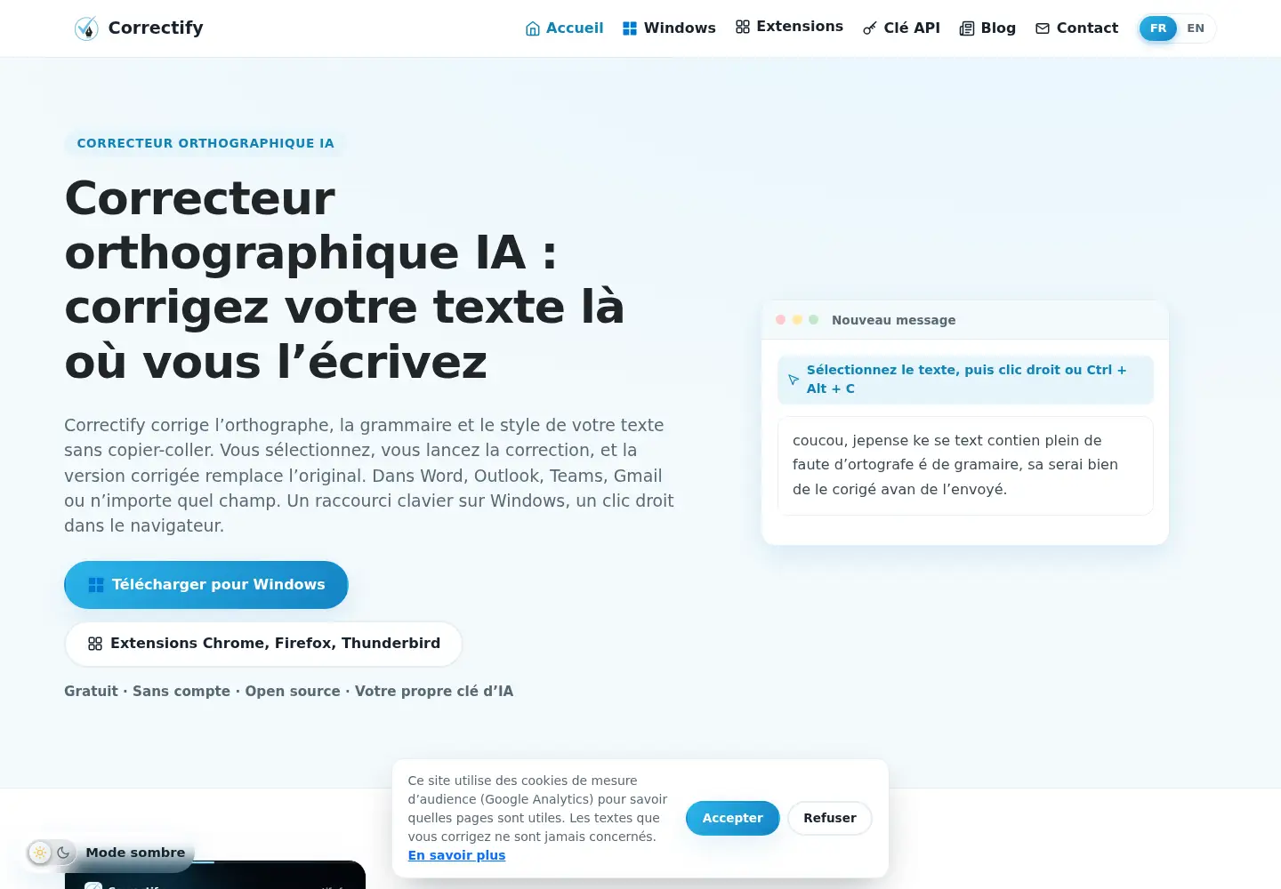 Screenshot of correctify.fr