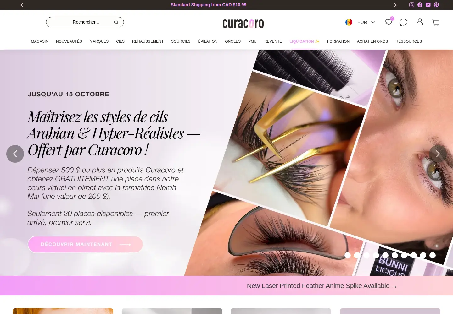 Captured homepage of curacoro.fr in the current scan