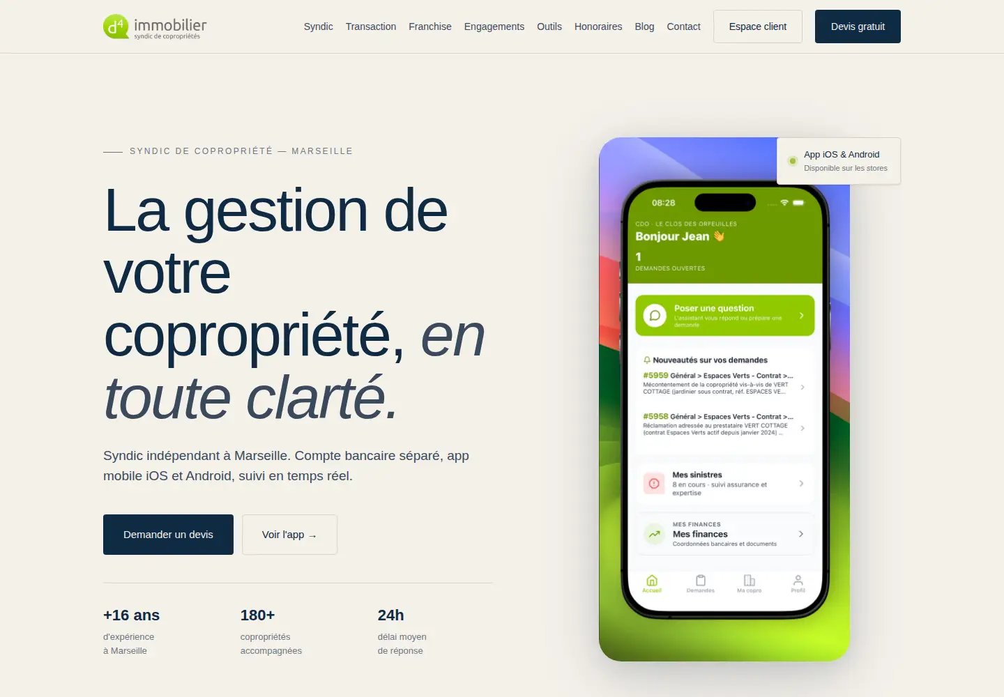 Captured homepage of d4immobilier.fr in the current scan